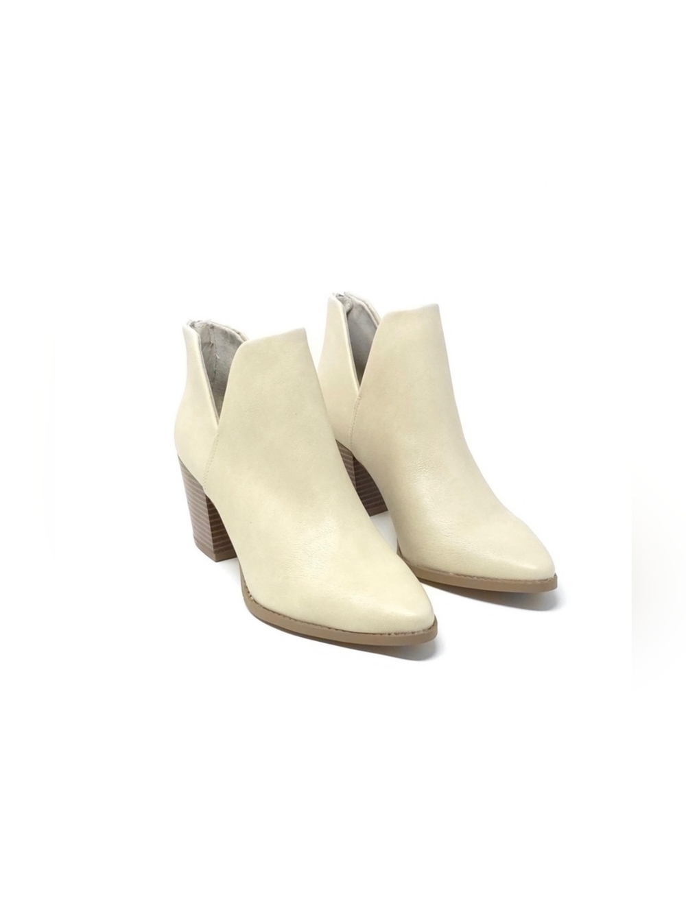 New Sun + Stone Eliza Ecru Faux Leather Almond Toe Ankle Boots Women’s 8M